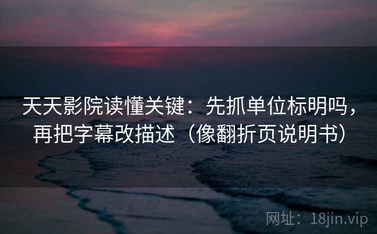 天天影院读懂关键：先抓单位标明吗，再把字幕改描述（像翻折页说明书）